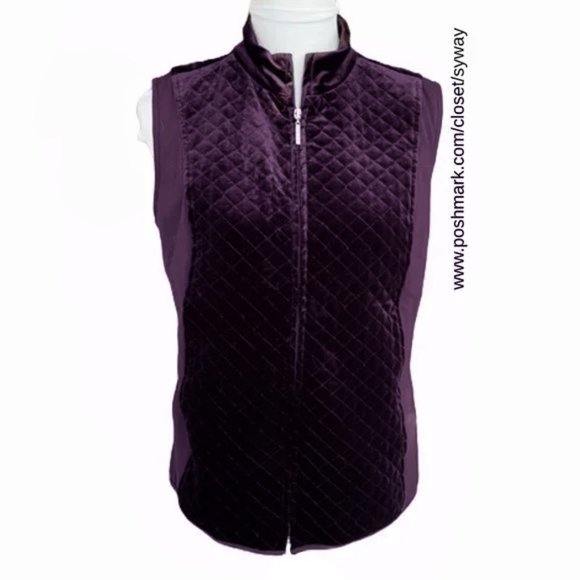 Susan Graver Stretchy Velvet Front Zipper Vest with Pockets - Picture 1 of 14